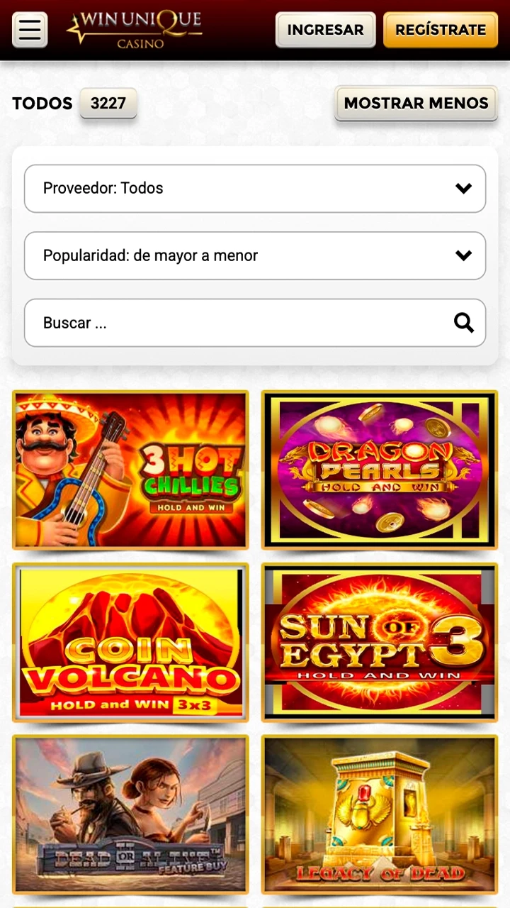 Experimenta la diversión de apostar en el Casino WinUnique.