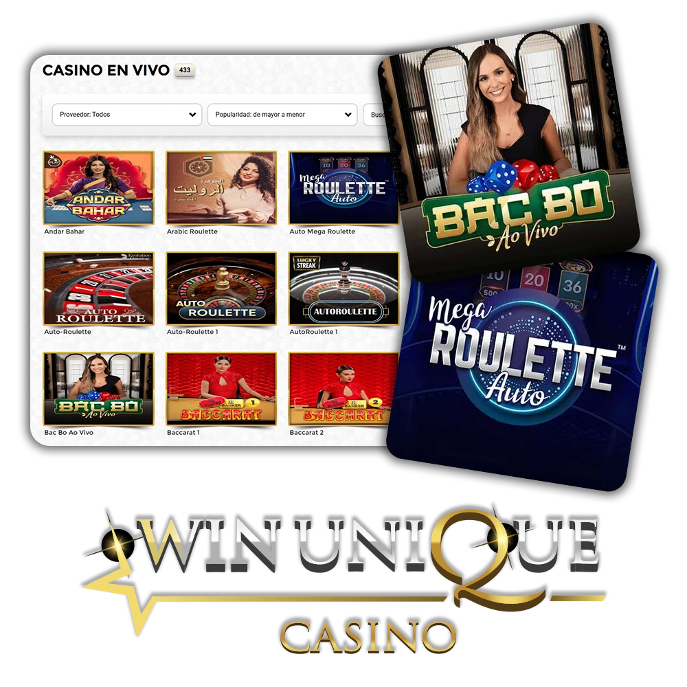Juega con crupieres en vivo desde la sección en vivo de WinUnique Casino.