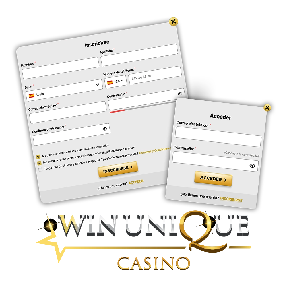 Crea una cuenta en WinUnique Casino para empezar a apostar.