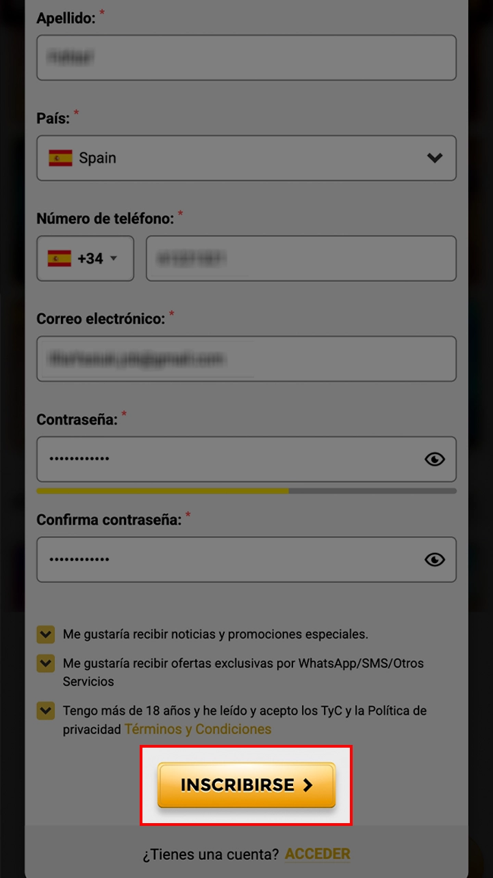 Completa el registro de tu cuenta y empieza a jugar en Casino WinUnique.