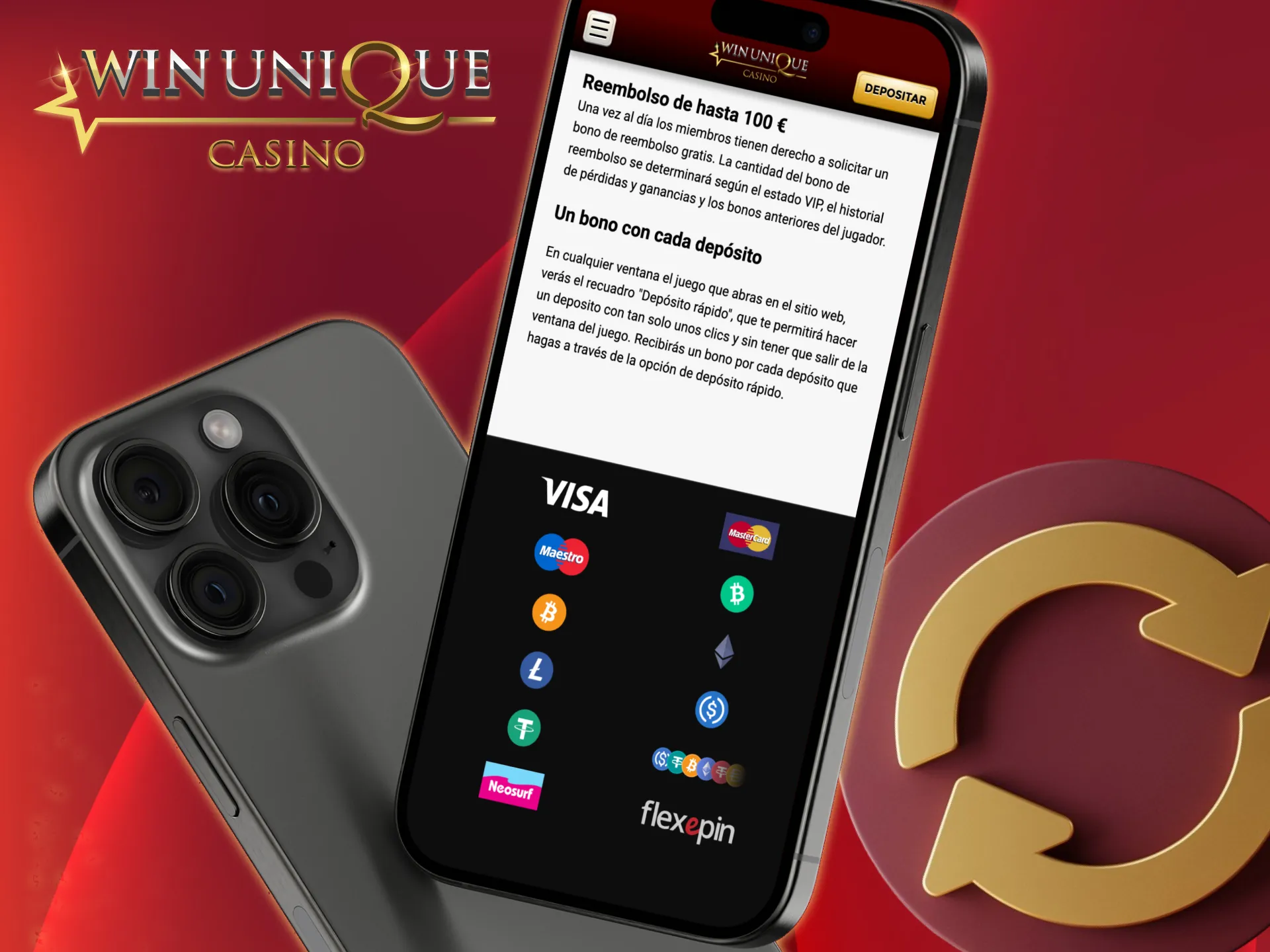 Recibe hasta 100 euros de vuelta en Unique Casino.