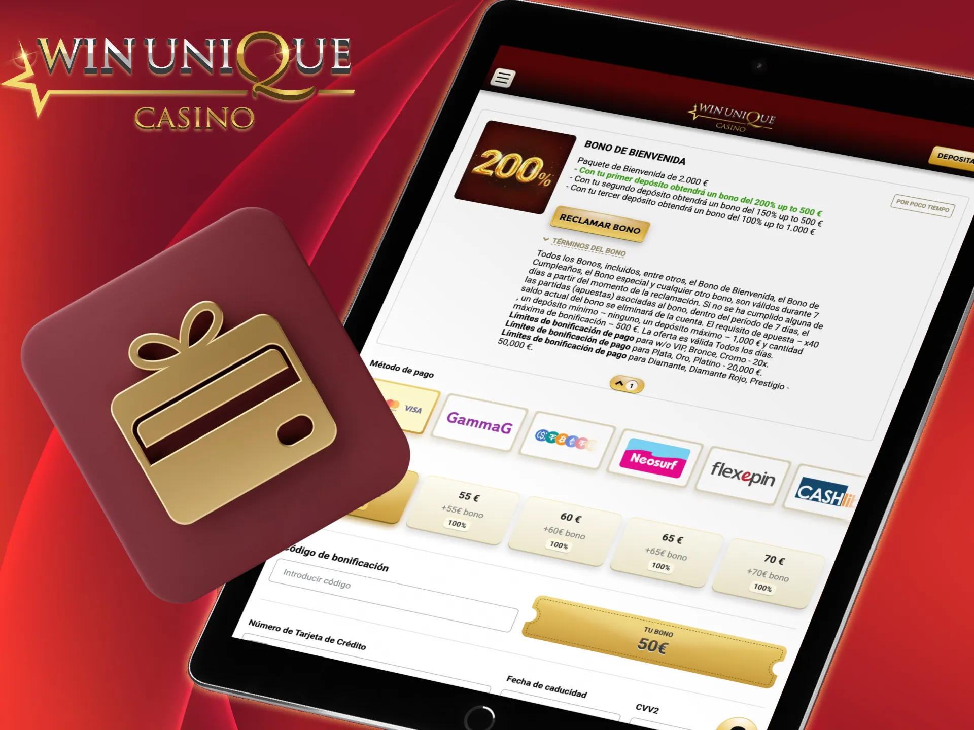 Recibe más dinero con depósitos en Unique Casino.