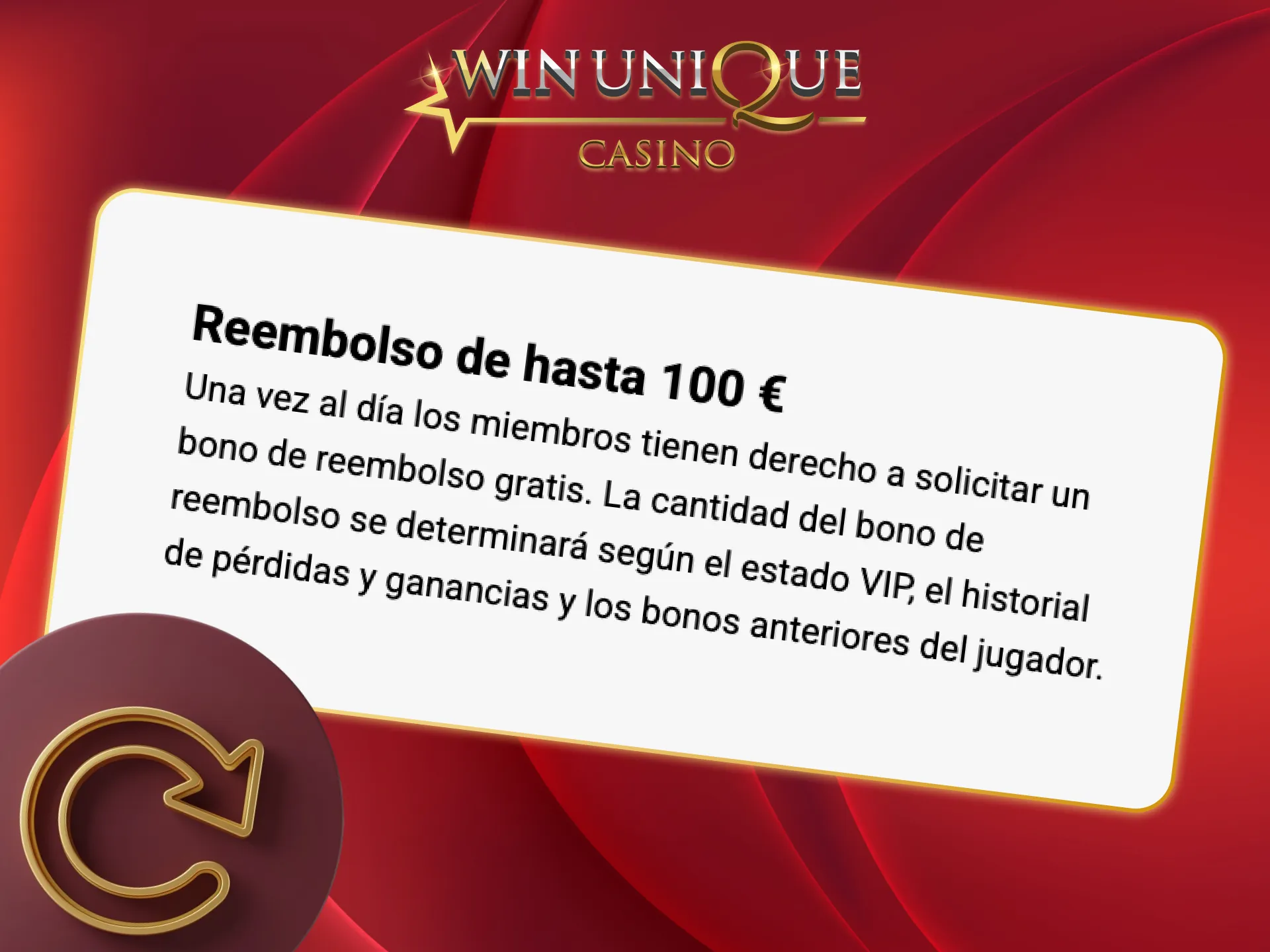 Obtén hasta 100 euros de reembolso en Unique Casino.