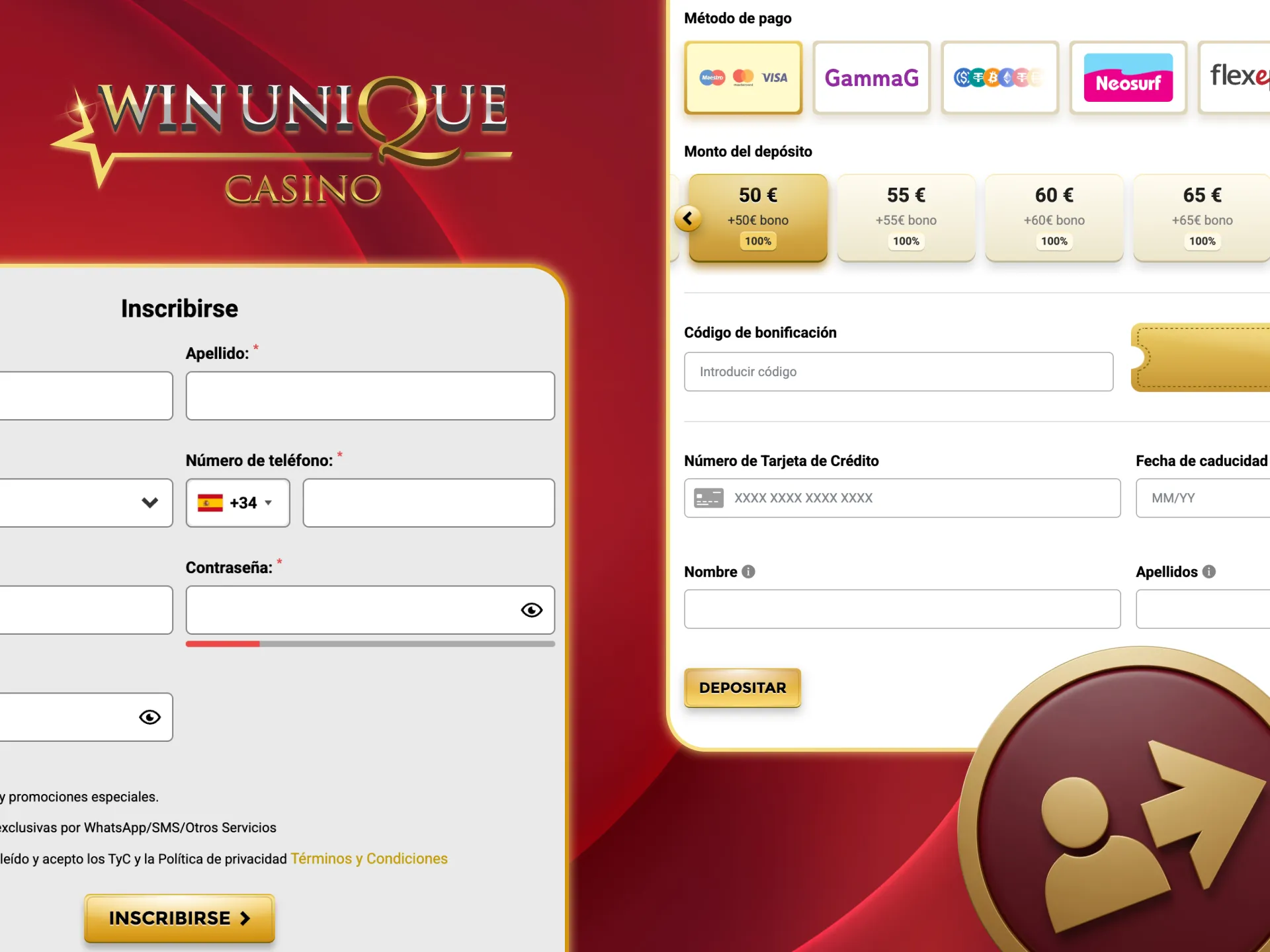 Empieza en vivo ahora mismo con Unique Casino.