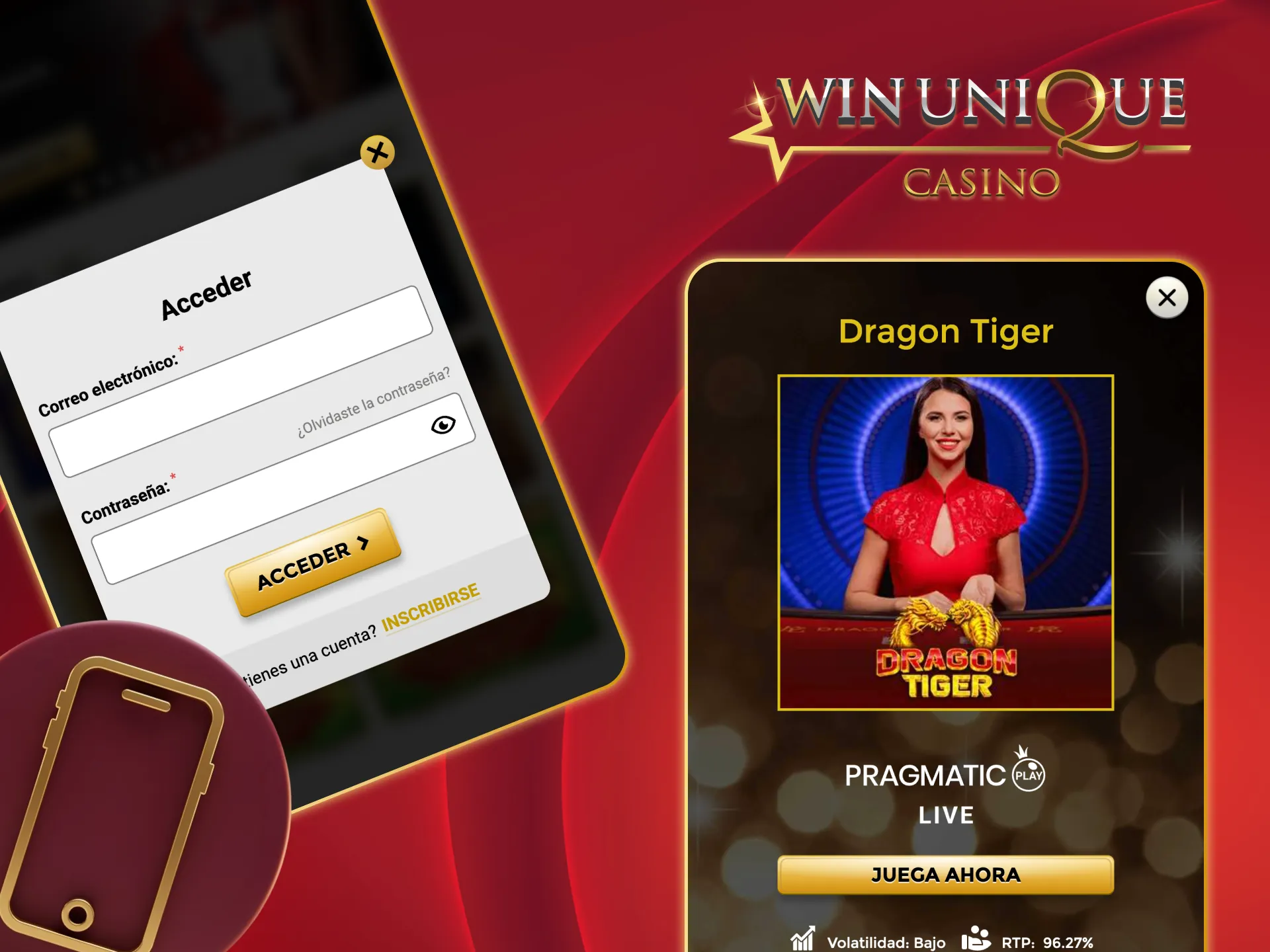 Juega en vivo desde tu móvil en Unique Casino.