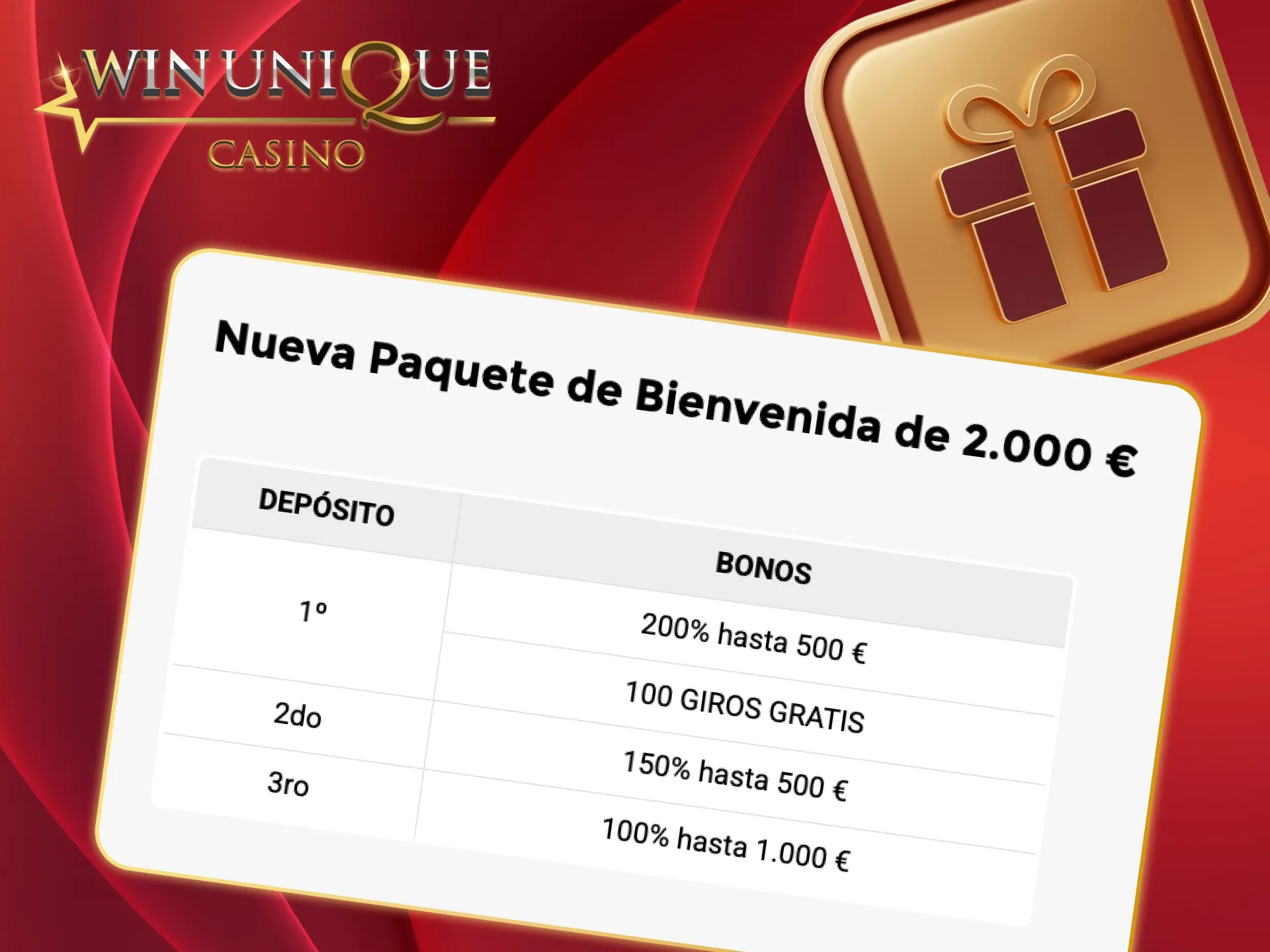 Recibe más dinero en Unique Casino al depositar.