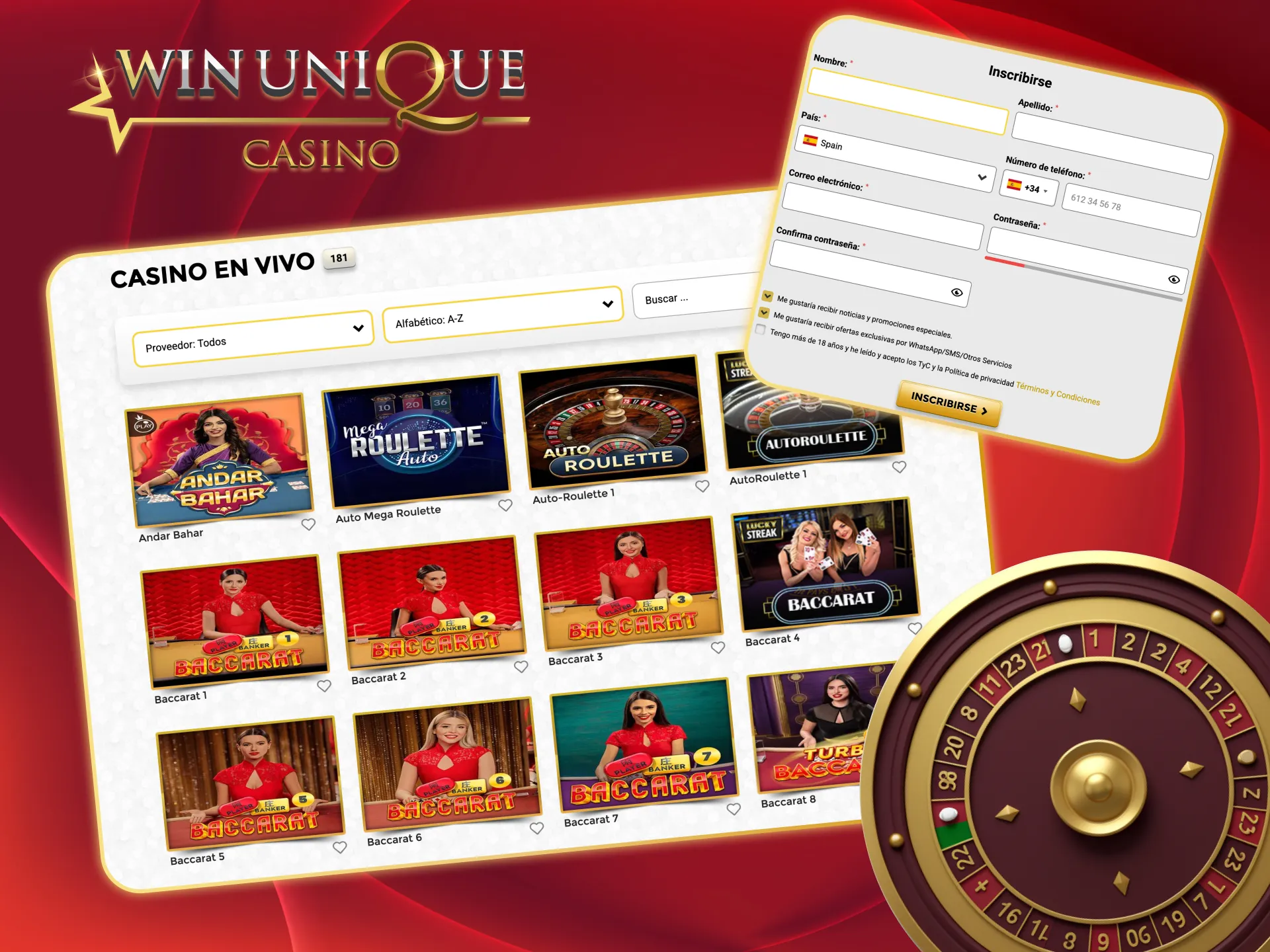 Vive el casino en vivo con Unique Casino ahora.