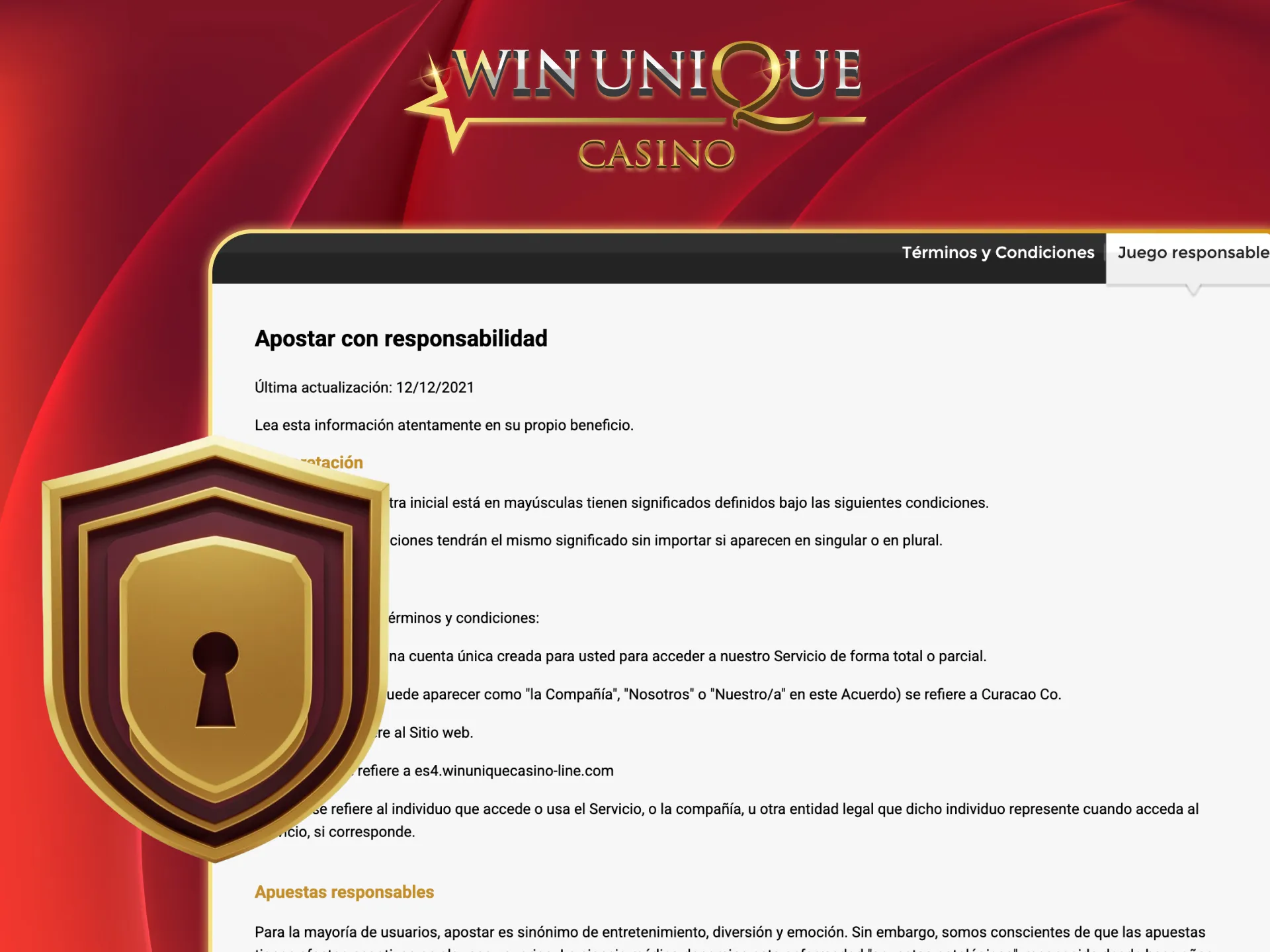 Juega responsablemente y disfruta Unique Casino.