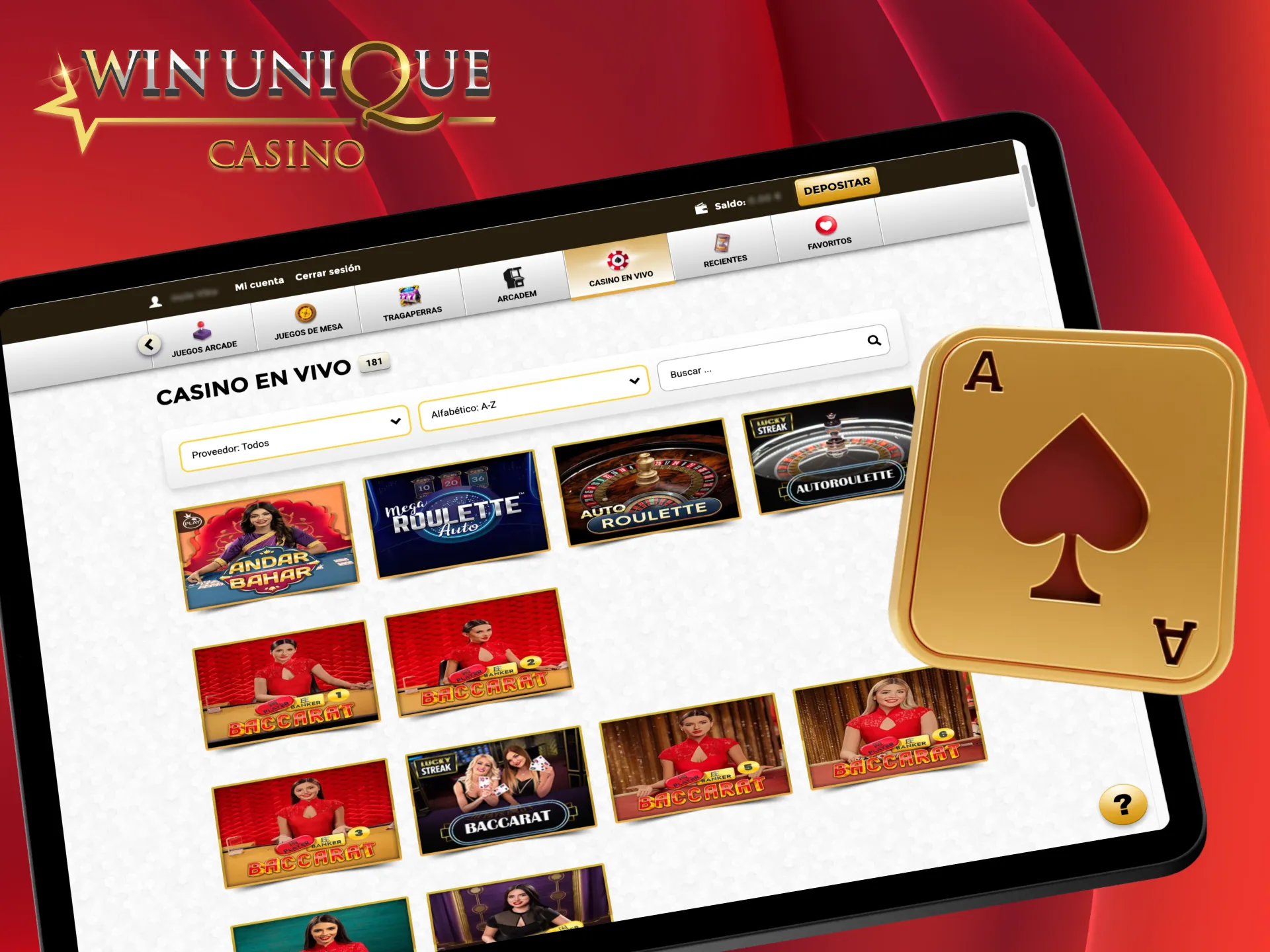 Apuesta en juegos de mesa de Unique Casino.