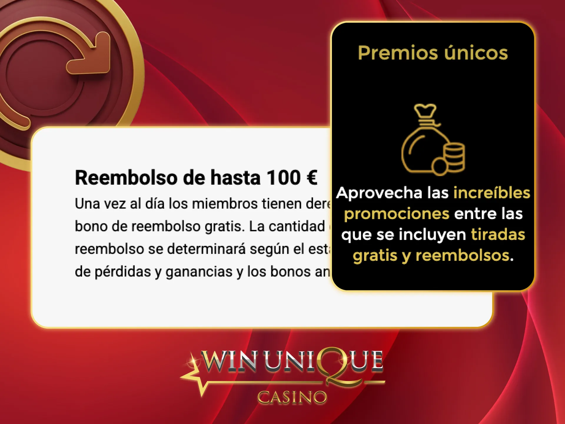 Recibe reembolsos diarios jugando en Unique Casino.