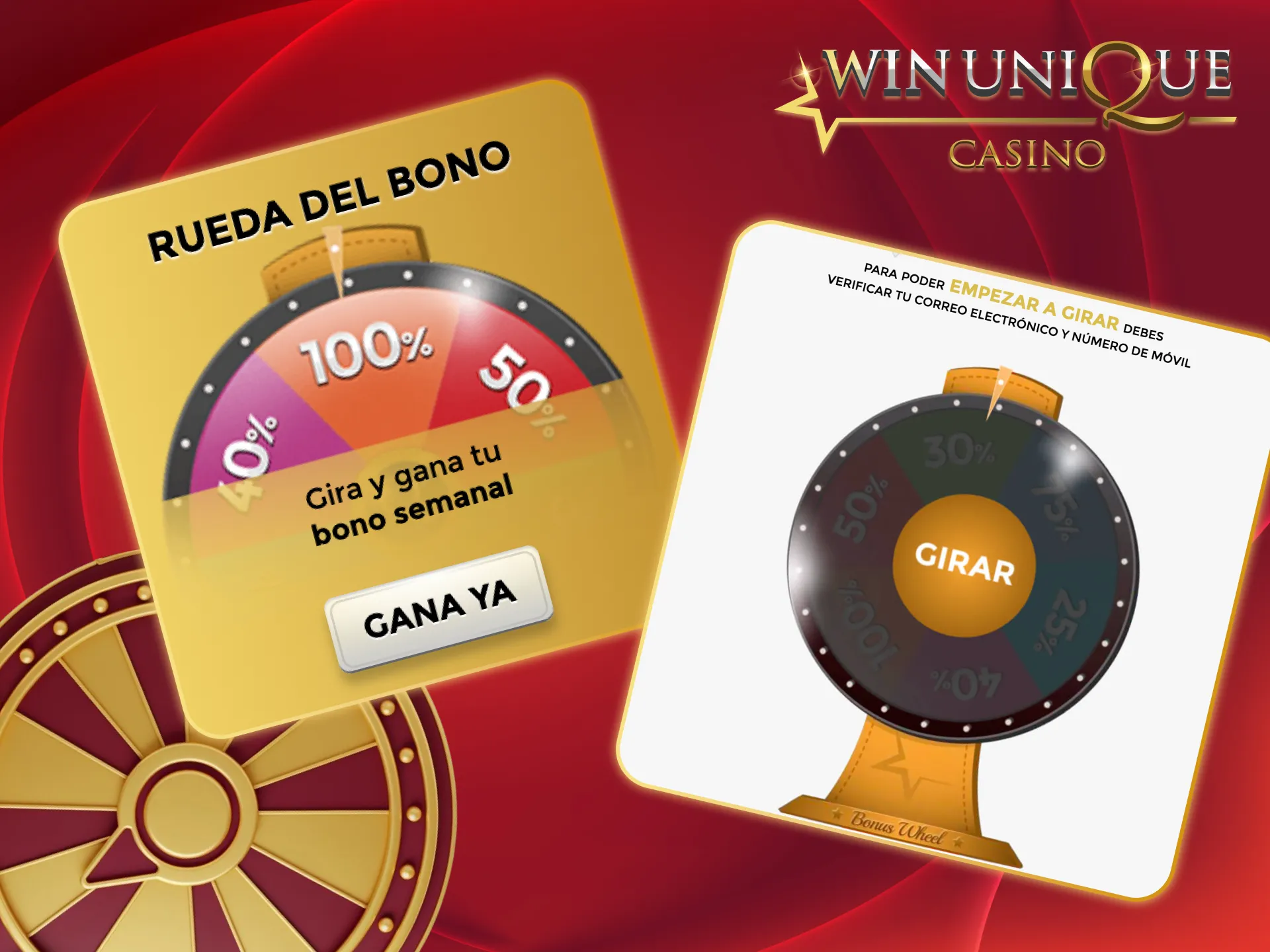 Gira la rueda semanal y gana con Unique Casino.