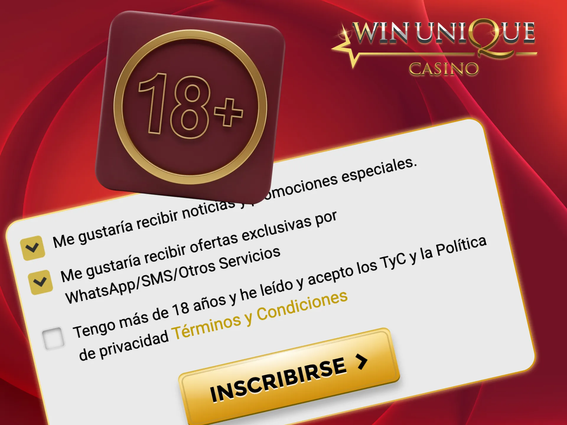Revisa requisitos legales para jugar en Unique Casino.