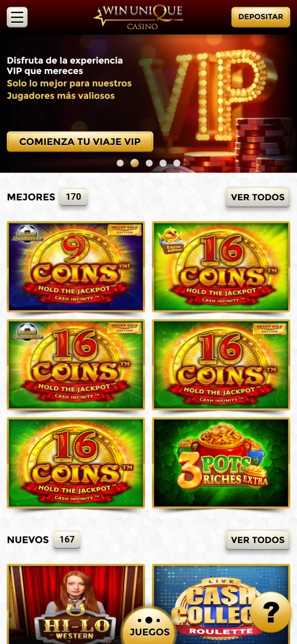 Juega o empieza a apostar en tu cuenta de WinUnique.