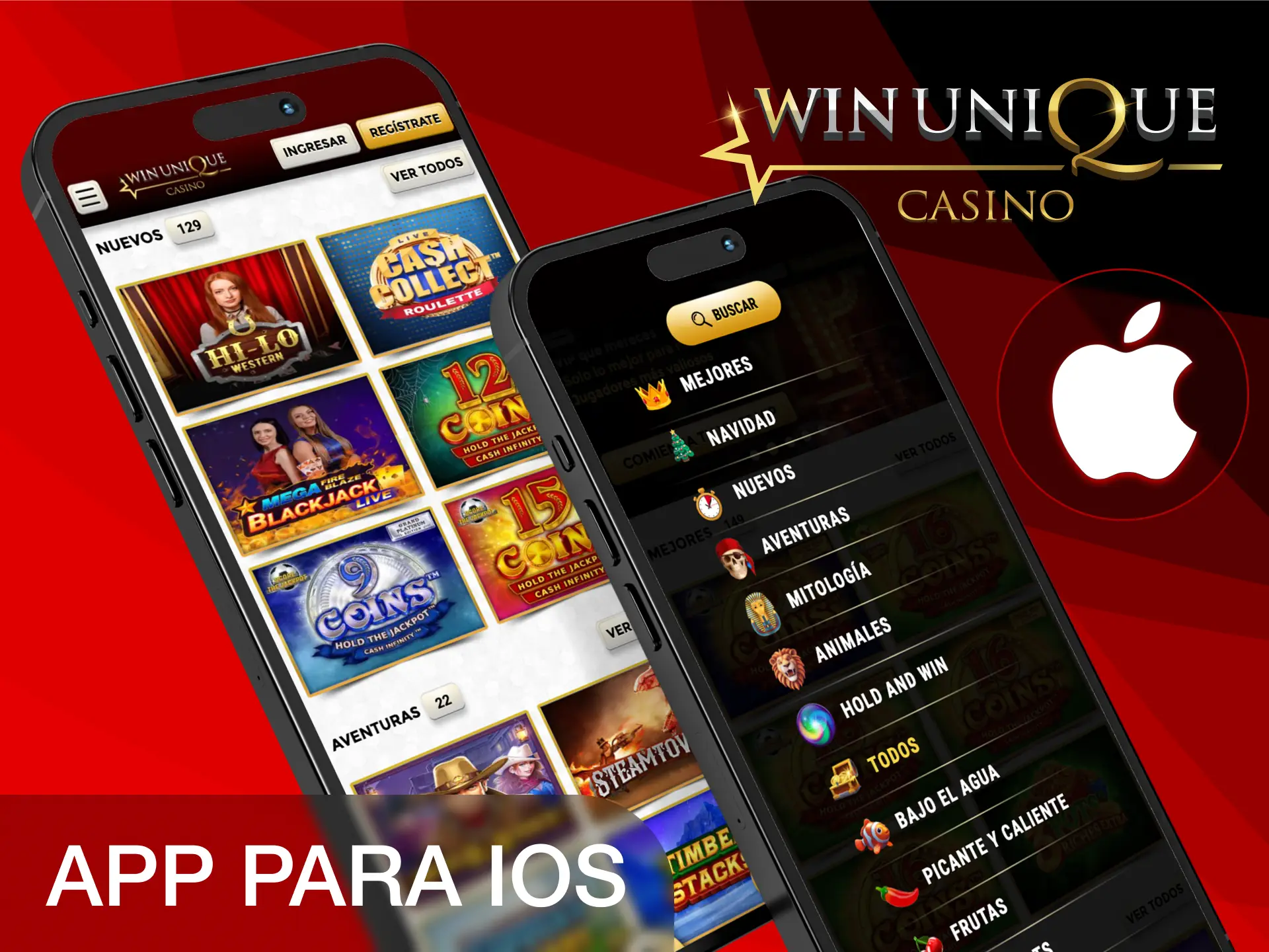 Puedes instalar la app de Unique Casino en tus teléfonos iOS.